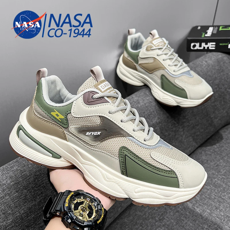 NASA联名2024男鞋夏季透气百搭防臭耐磨网面运动休闲厚底青少年