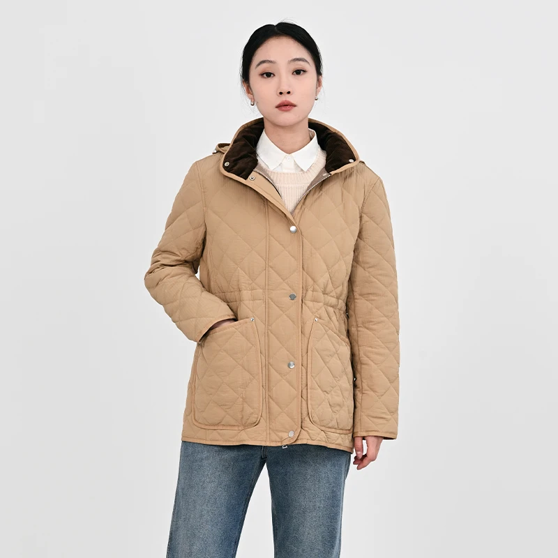 菱形格刺绣鹅绒服2025冬季新款RRY1706