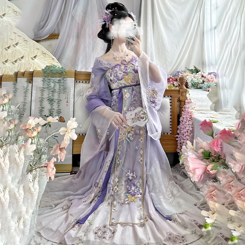 忆汉兮原创汉服女【一帘幽梦】唐制刺绣大袖衫重工齐胸襦裙日常款