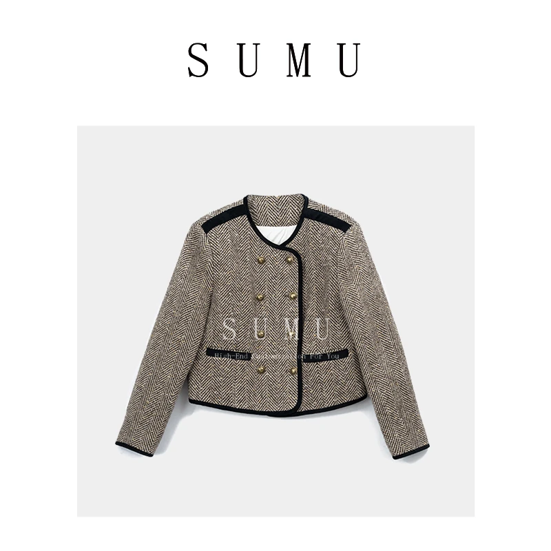 宿慕SUMU 小香风上衣 11-23 冬季2023气质百搭编织休闲女外套9988