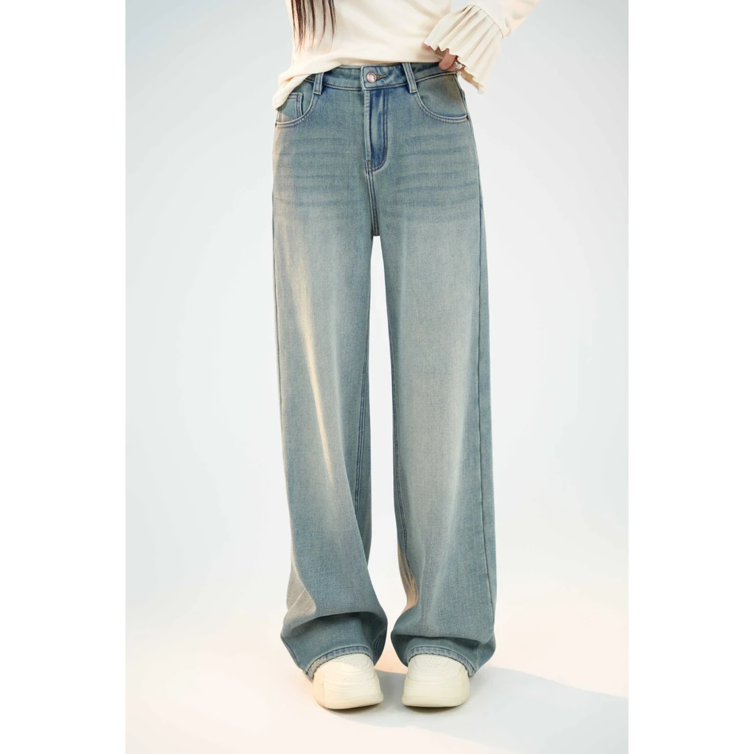 宿慕SUMU 女款加绒窄版直筒牛仔裤10-29冬季2024新款牛仔裤C99032