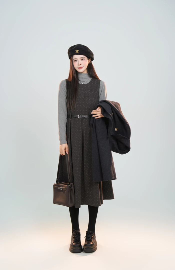 宿慕 SUMU女士波点连衣裙 11-28 冬季2024新款时尚连衣裙A1606G