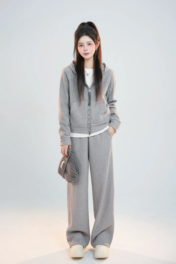 宿慕 SUMU女款外套+阔腿裤加绒两件套11-2冬季2024新款套装B1902T