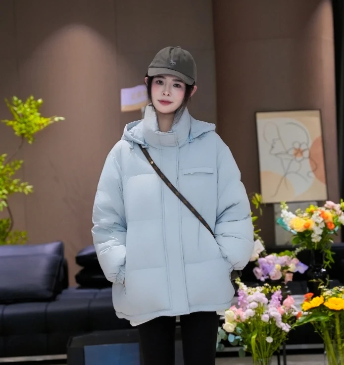 宿慕SUMU 女款连帽纯色羽绒服11-19冬季2024新款时尚羽绒服A16065