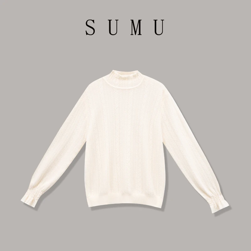 宿慕SUMU 女款半高领针织衫10-29冬款 2024新款时尚打底衫B7402C