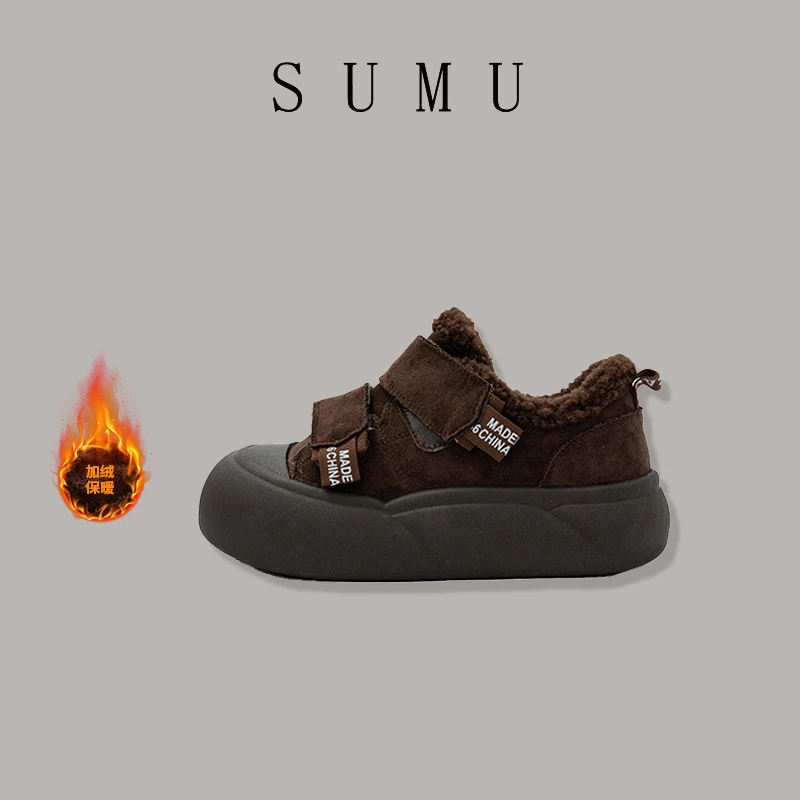 宿慕SUMU 女士加绒休闲鞋11-7冬季2024新款时尚百搭休闲鞋C87021