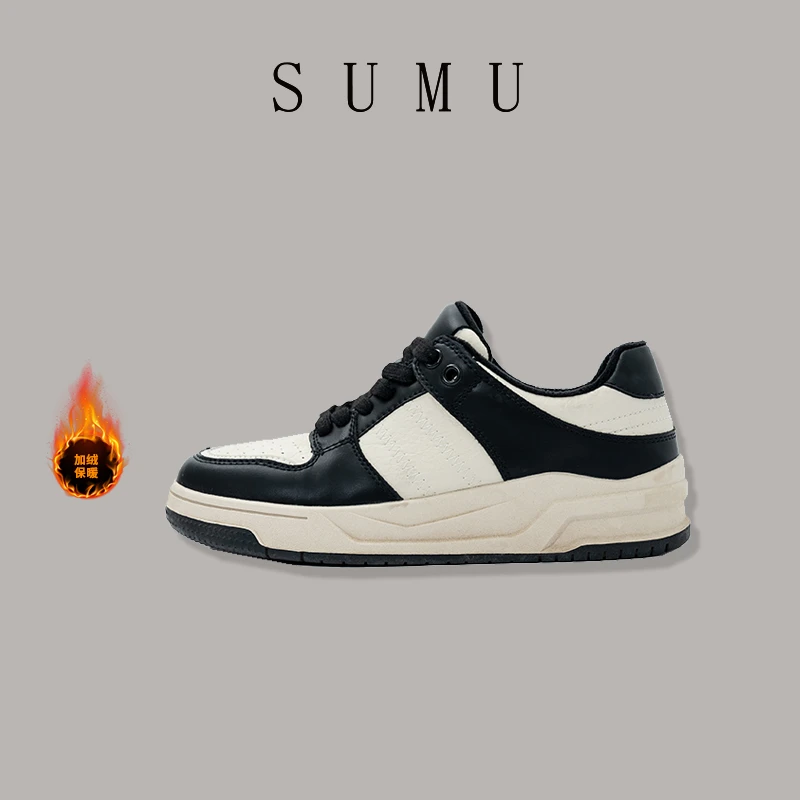 宿慕SUMU 女士加绒休闲鞋12-2冬季2024新款时尚百搭休闲鞋D9503H