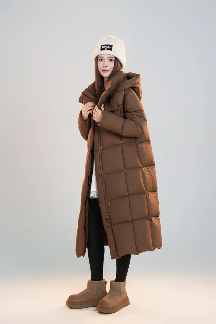 宿慕SUMU 女款鹅绒服11-20冬季百搭休闲保暖长款连帽鹅绒服B83015