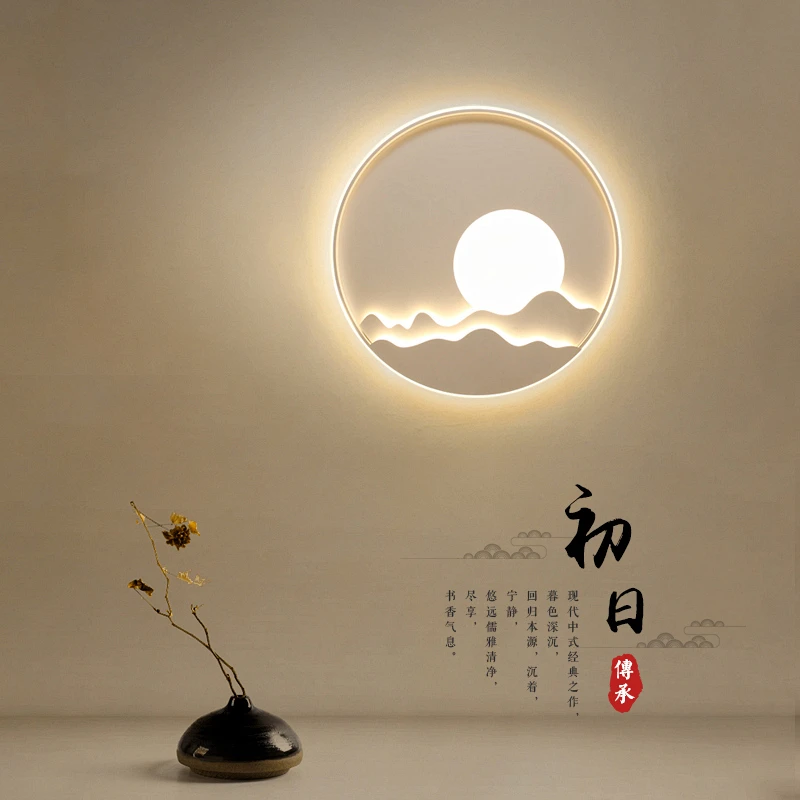 新中式led床头灯现代简约北欧中国风壁灯茶室灯客厅卧室书房灯具B