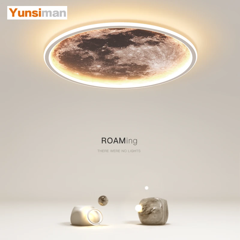 卧室灯简约现代创意led吸顶灯客厅灯餐厅书房房间灯儿童房月球灯