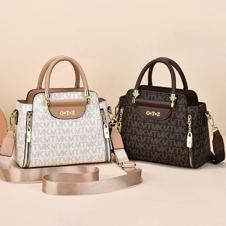 2023新款轻奢时尚百搭潮流单肩斜跨包小众中年波士顿印花妈妈包