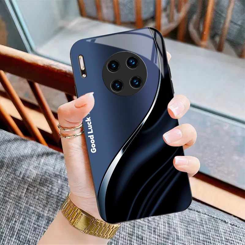 适用华为Mate30Pro新款钢化玻璃高档手机壳GOOD高颜值时尚防摔保