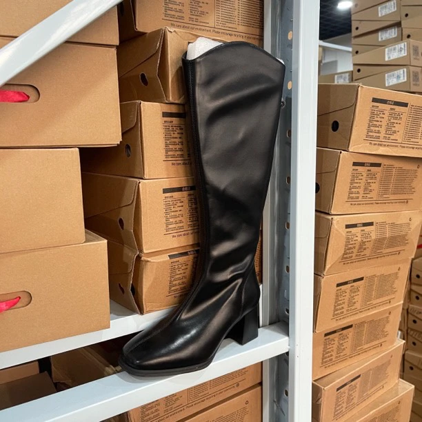 长靴1131加绒方头粗跟时尚高筒靴23D