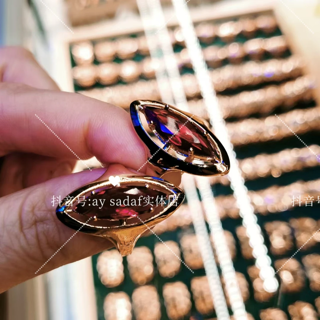 铜合金仿水晶戒指 一对جۇپ ئۈزۈك 素款个性简约精致指环气质轻奢