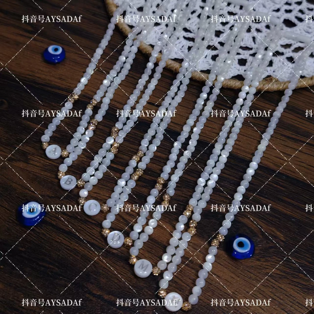 非金属仿珍珠项链 优雅手工制作带字母贝珠سەدەپ مەرۋايىت项链
