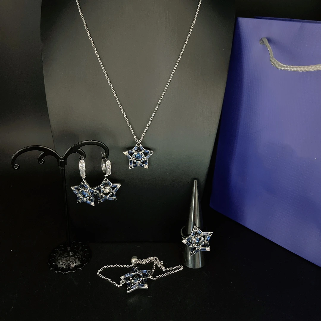 铜合金合成锆石吊坠 Xyuer高级感定制跳动星星时尚首饰套装