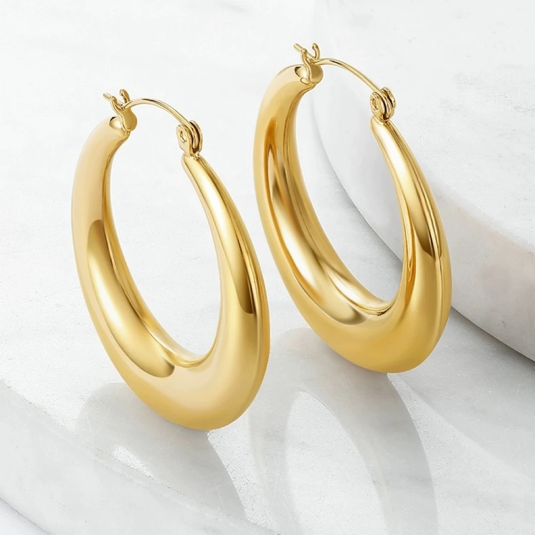 钛钢无非金属耳饰 Xyuer 经典个性几何夸张大圈圈女款耳环法式