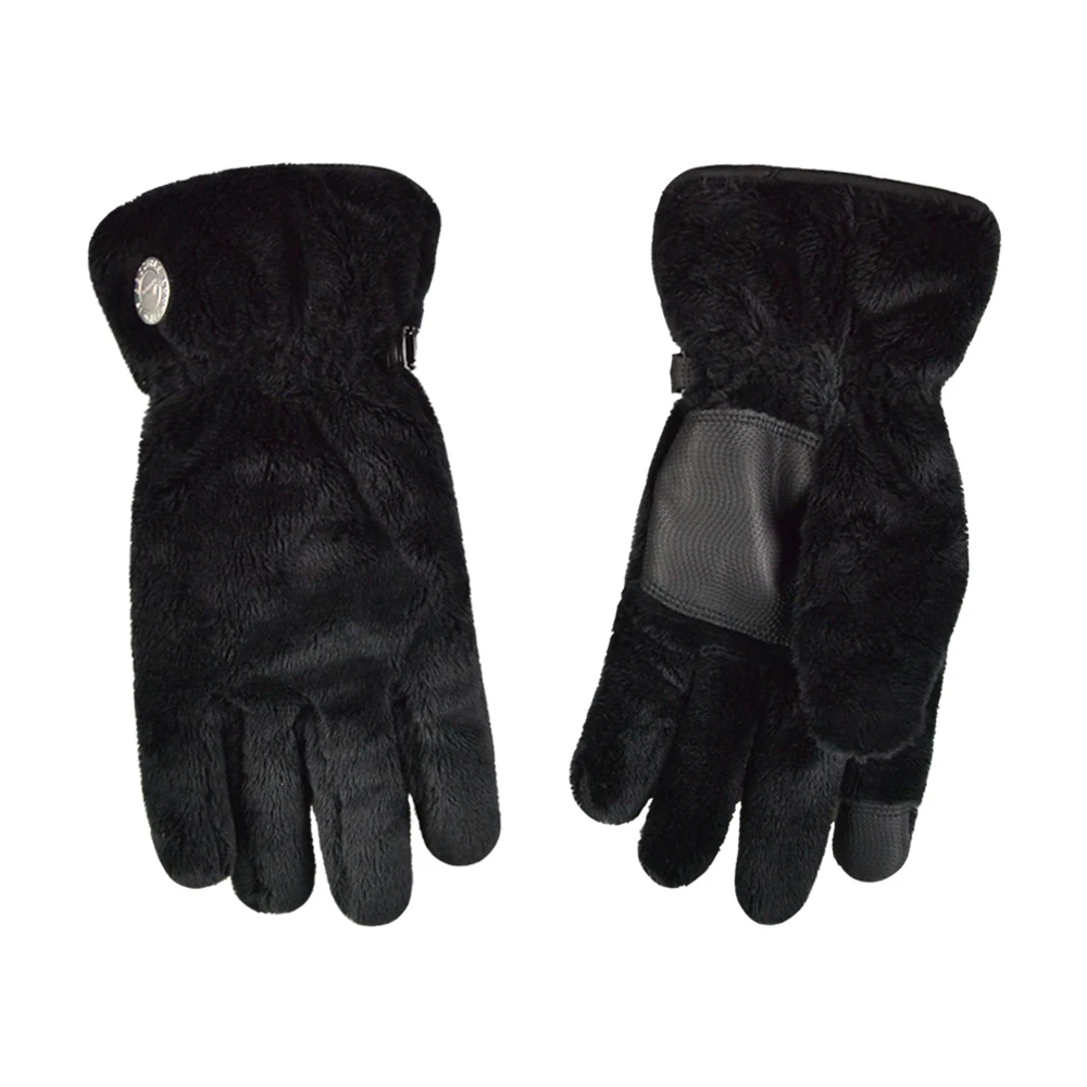 黑白训练秋冬天黑男士黑色保暖耐磨毛绒加绒加厚挂脖暖手套可触屏