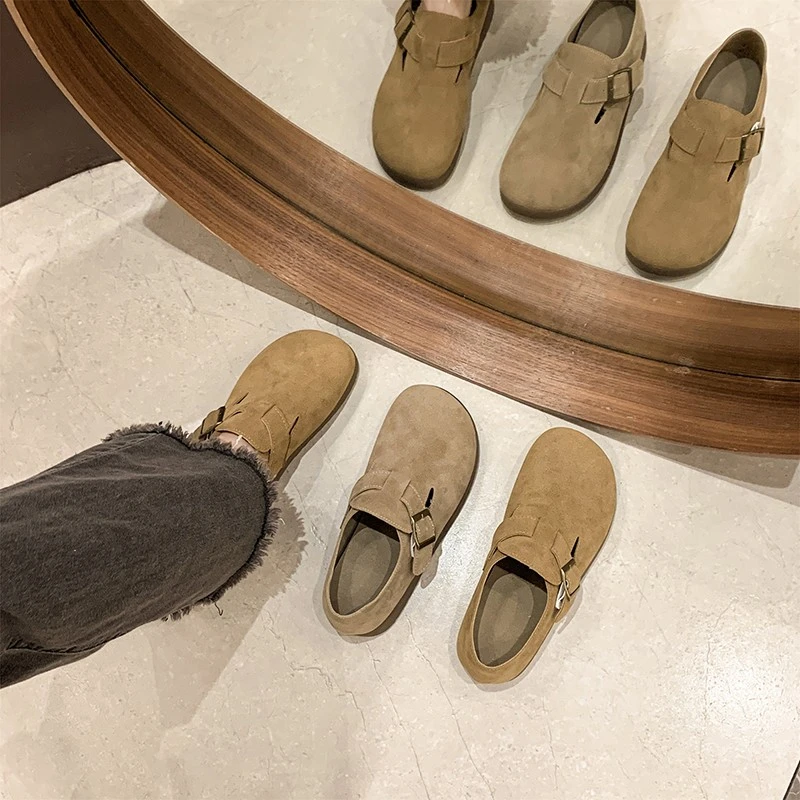 复古勃肯鞋女秋冬2024年新款平底懒人一脚蹬博肯鞋子日系百搭单鞋