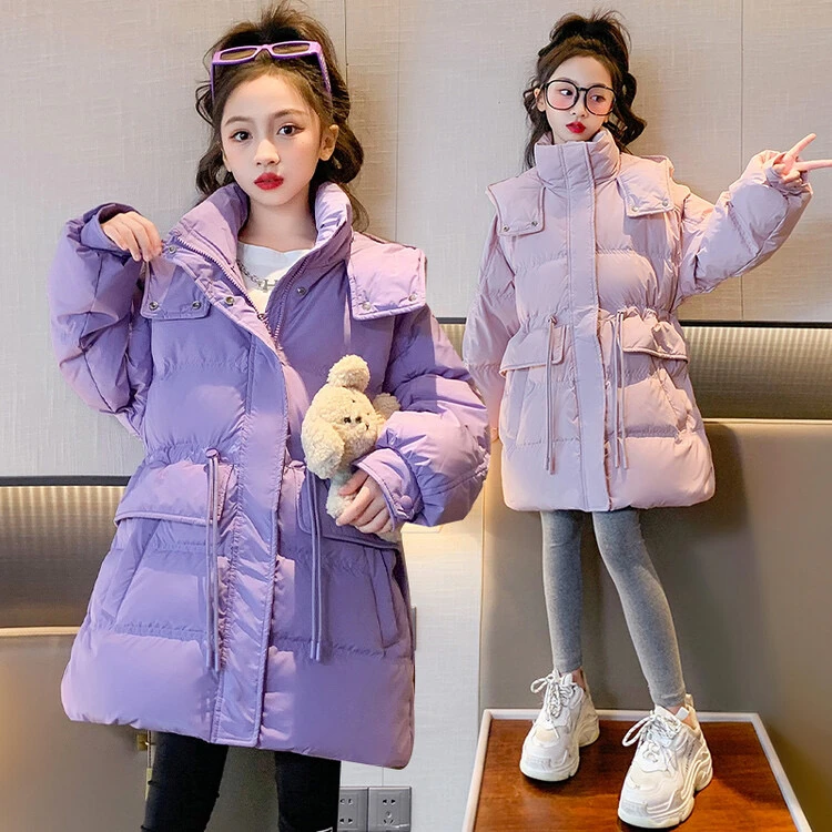 女童棉衣2023新款时尚韩版中大童连帽宽松棉服女孩加厚保暖棉外套