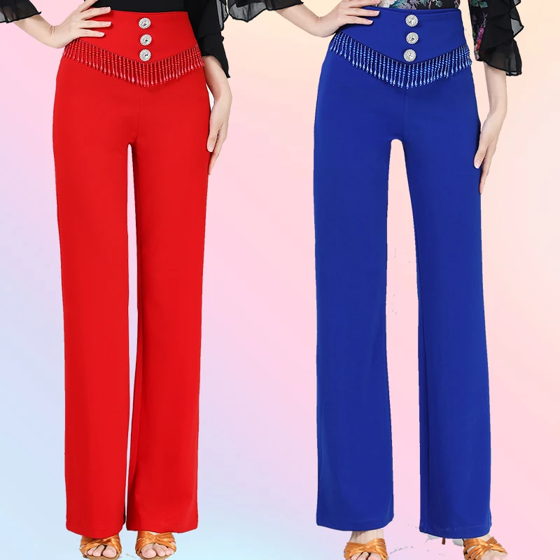 吉特巴拉丁舞手工串珠舞蹈裤子显瘦