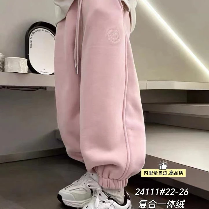 儿童新款宝宝宽松休闲裤薄绒一体绒