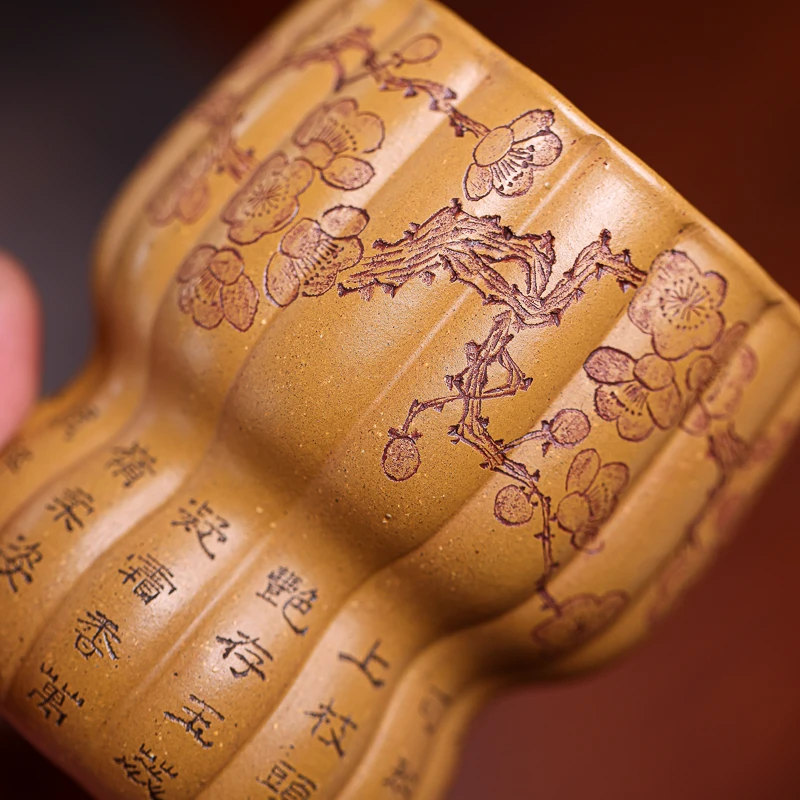 手工杯 | 仇峰筋纹（梅花）老黄金段手工主人杯