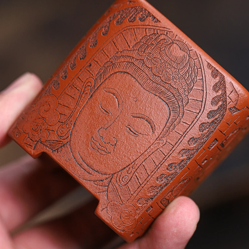 宜兴紫砂  九斋四方樽佛主人杯