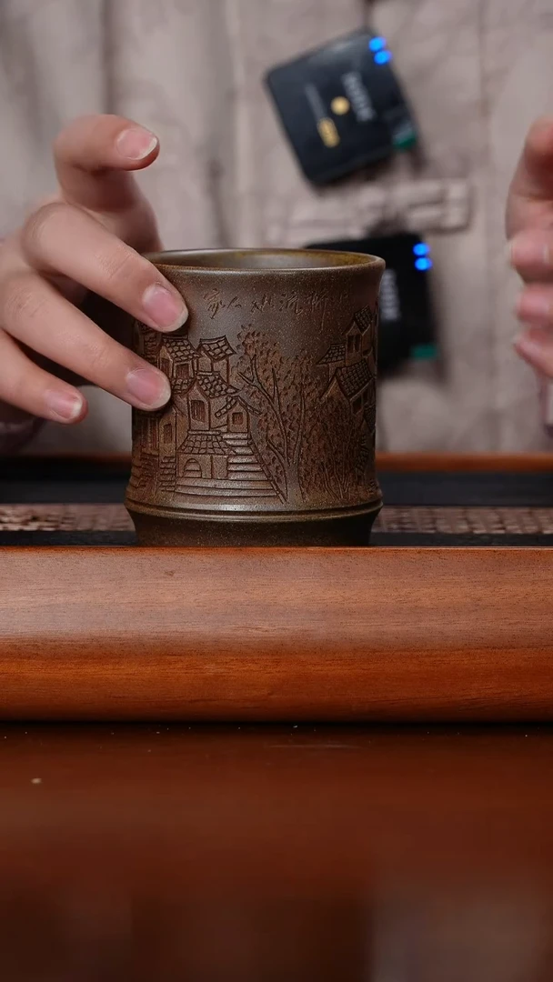 【闪购商品】紫砂茶杯柴烧竹节江南
