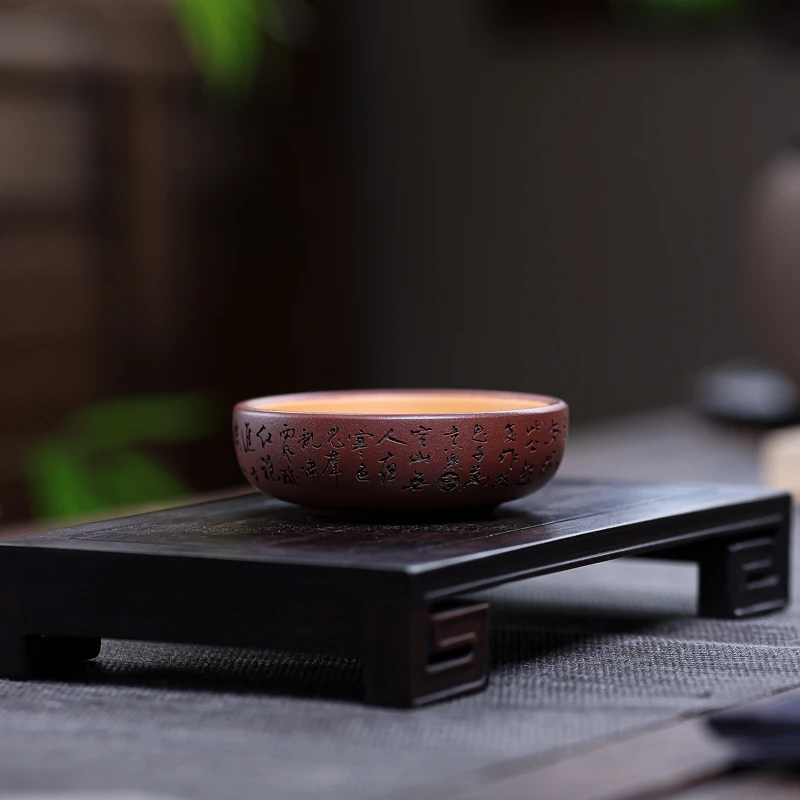 手工杯 | 宜兴紫砂  手工粉浆（钟馗）日进斗金普洱杯