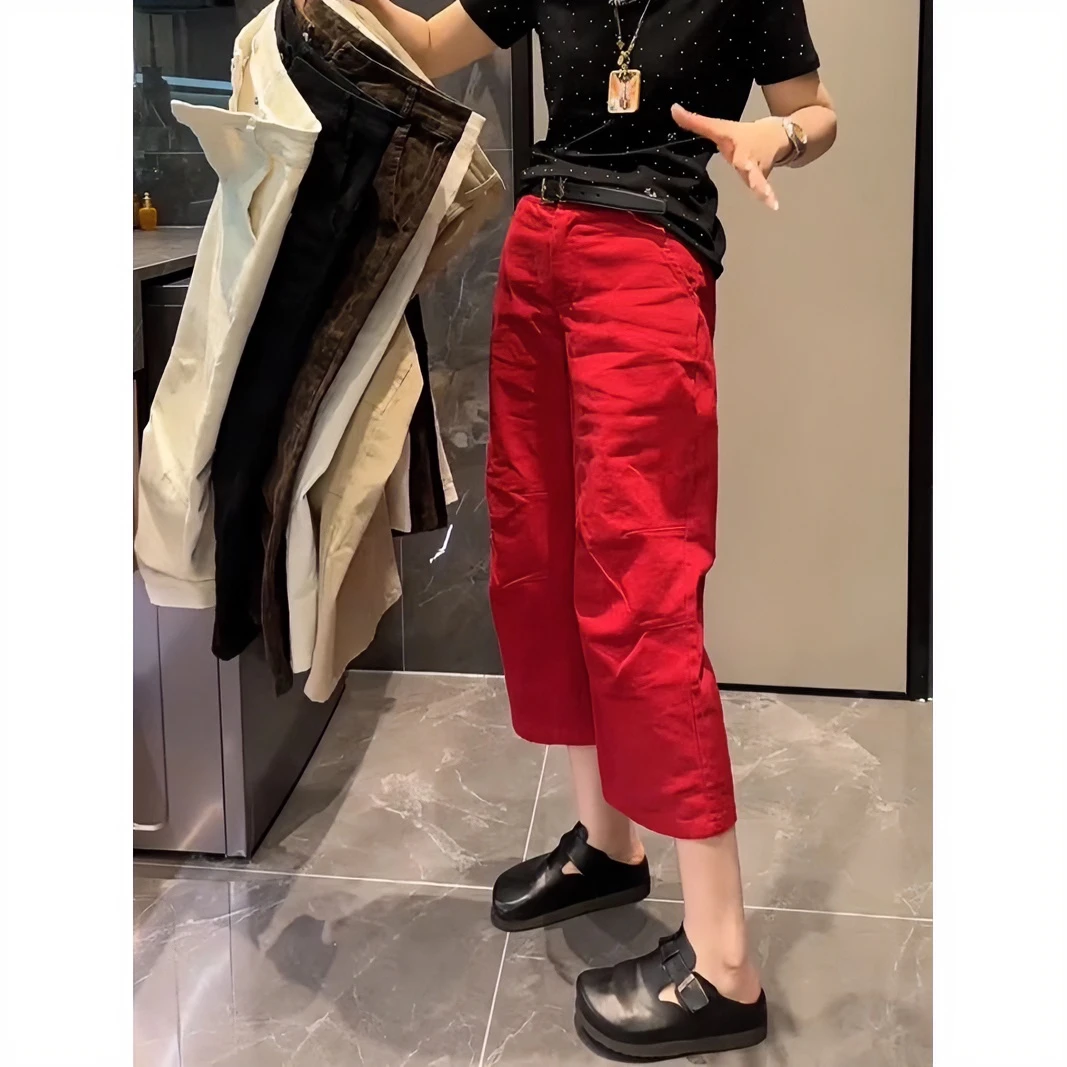 春夏哈伦裤女款爆款2025新款八分小个子微胖大码弯刀裤奶奶裤