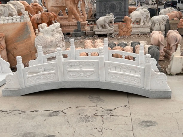 中式园林景观石雕汉白玉石桥庭院大理石拱桥栏板