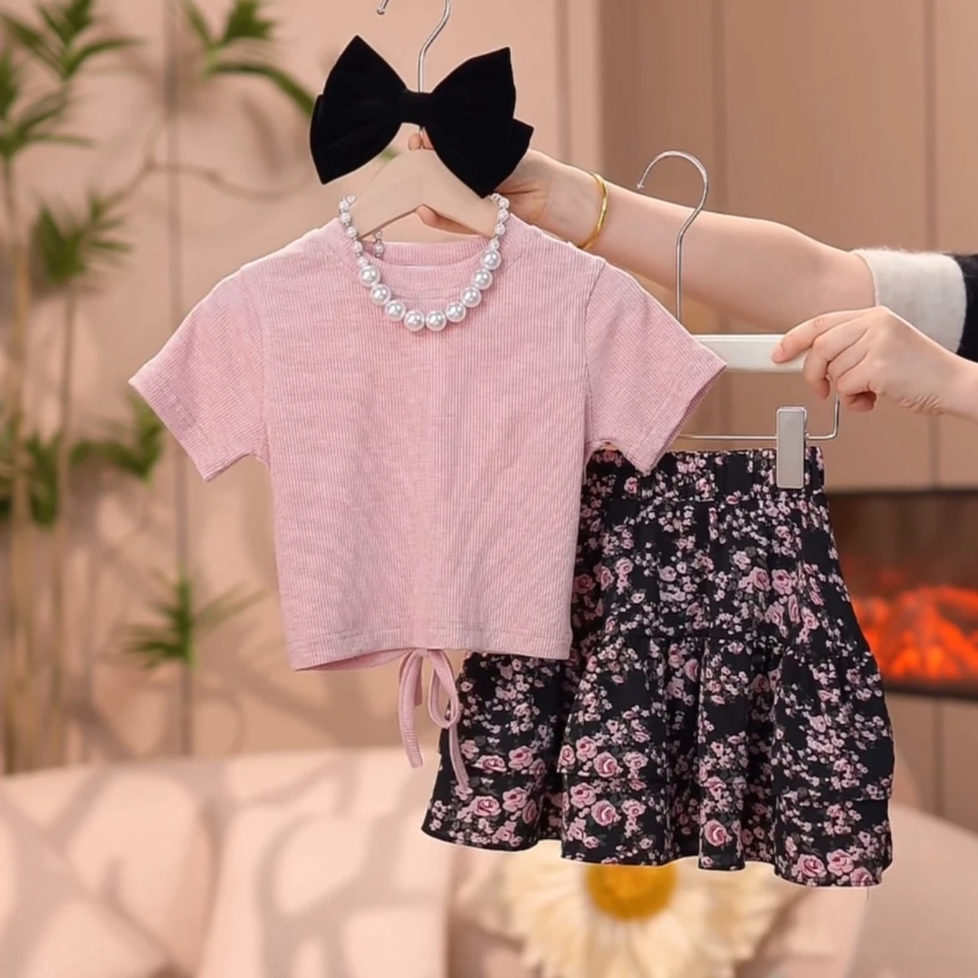 女童套装夏装2024新款洋气女宝宝时髦夏款透气网红儿童装夏季气质