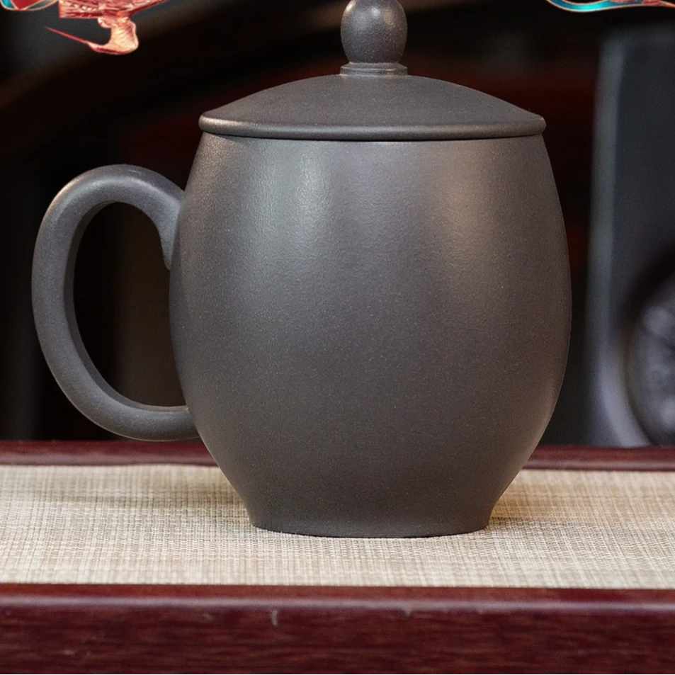 宜兴原矿紫砂盖杯自用家用送礼高档天青龙蛋单杯