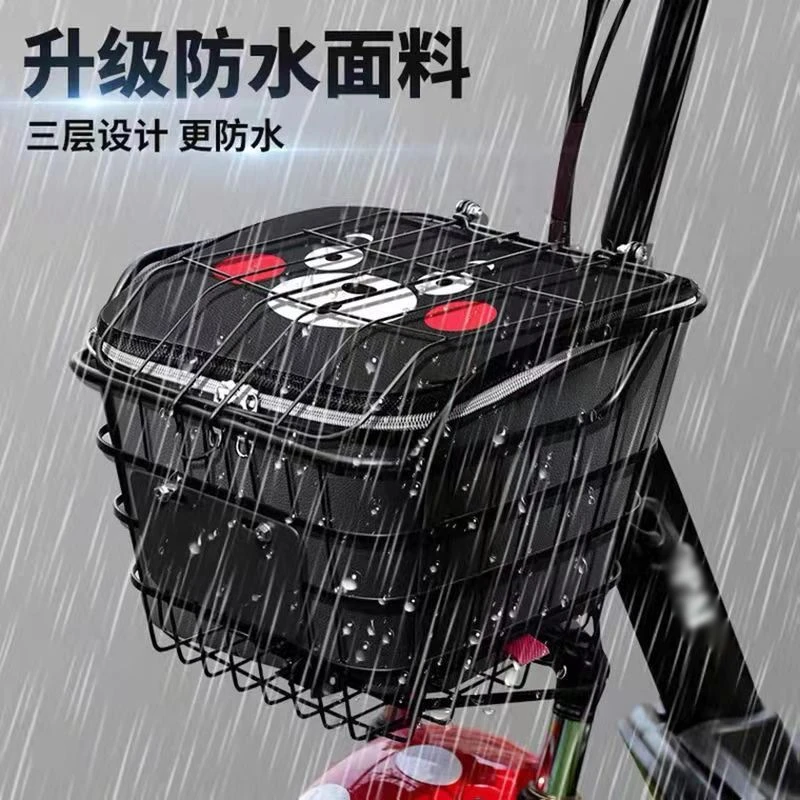 车筐内胆防水自行车电瓶车筐防尘防漏带盖皮革罩收纳车框A