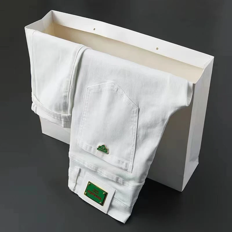 【638#黑白】秋季三防防褪色牛仔裤欧货小直筒白色潮流牛仔裤