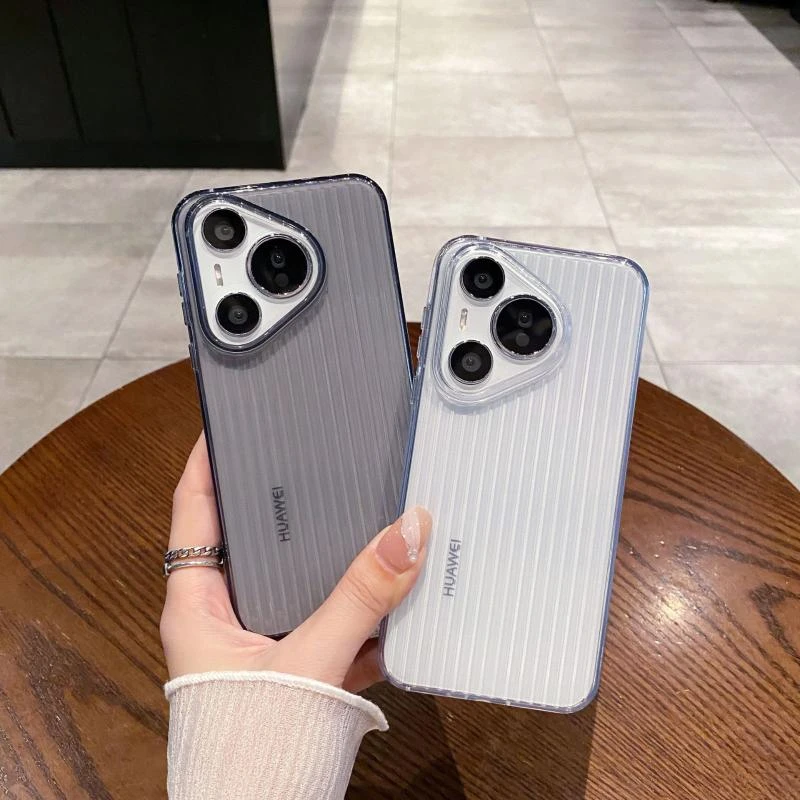 适用华为Pura70透明瓦棱纹手机壳mate60/P60pro肤感防摔保护壳P50