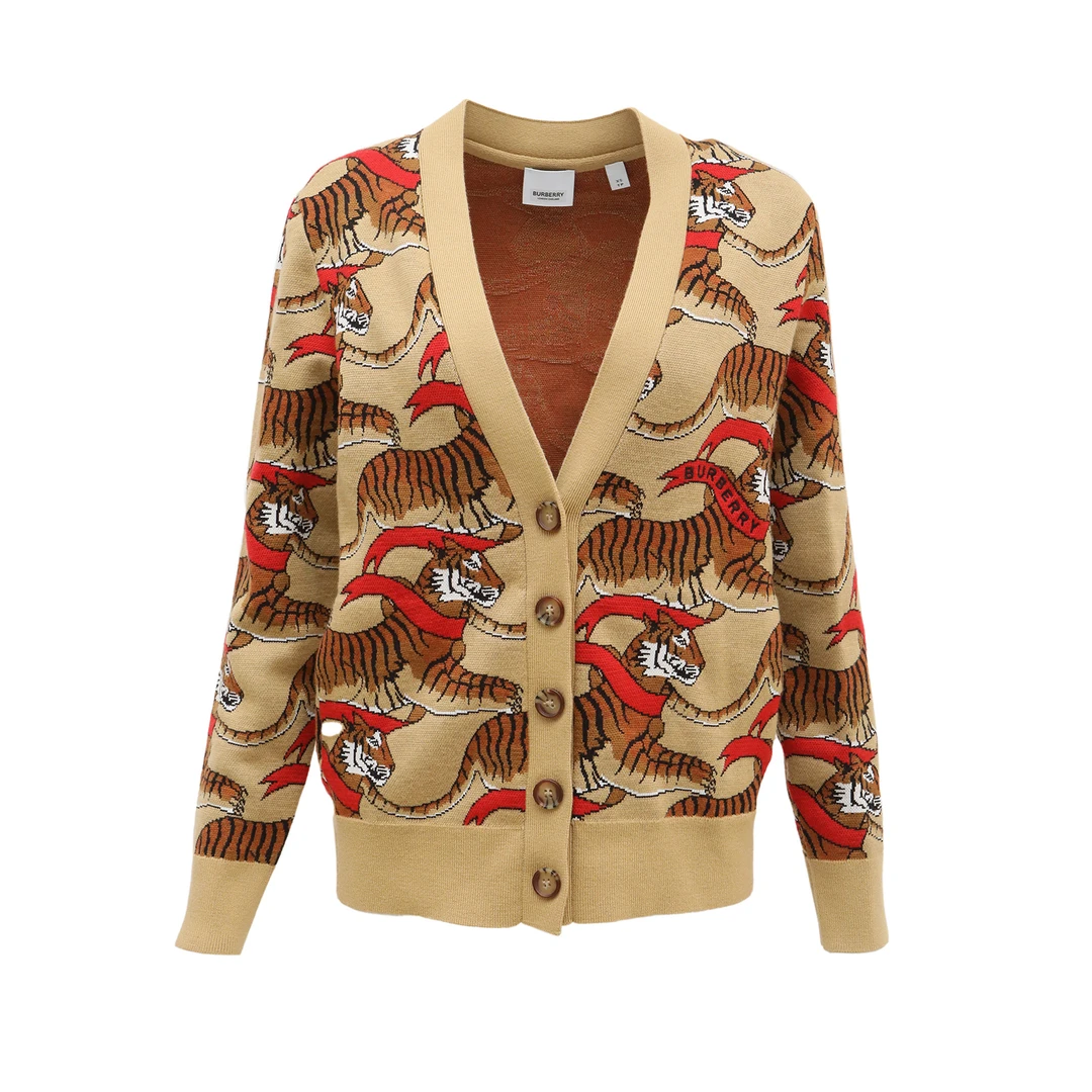 99新 BURBERRY/博柏利 针织开衫 印花 羊毛 XS P244274570