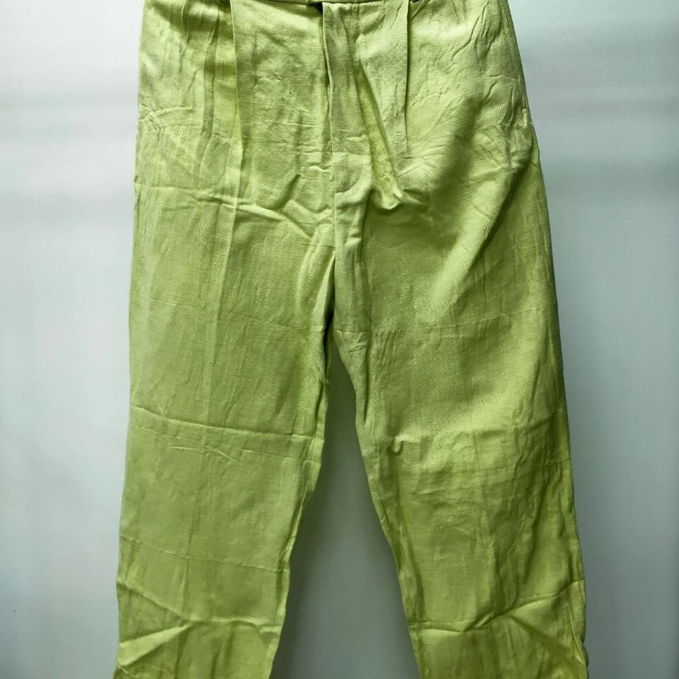 99新 GUCCI/古驰 男士亚麻休闲阔腿裤绿色 170/76AP231514787