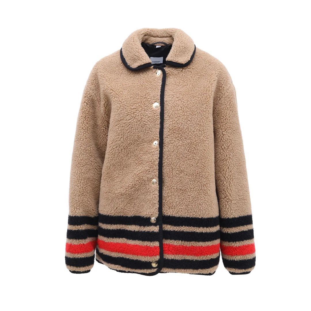 99新 BURBERRY/博柏利 泰迪外套 驼色 尼龙/绵羊毛 P244070067