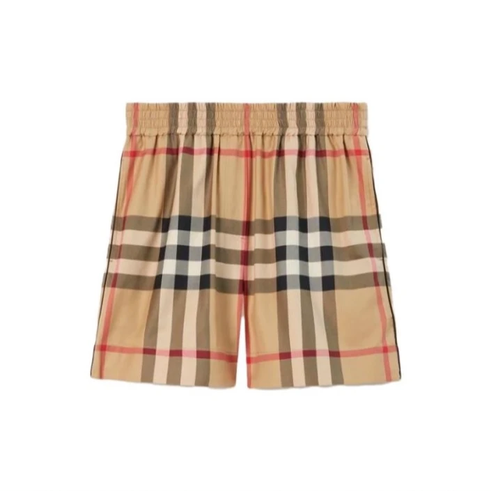 全新未使用 BURBERRY/博柏利 拼色格纹满印直筒休闲短裤 TP026405
