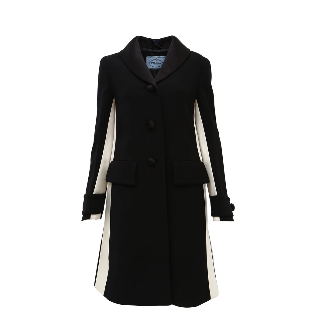99新 Prada/普拉达 长款 西装外套 黑色 羊毛 P214244472