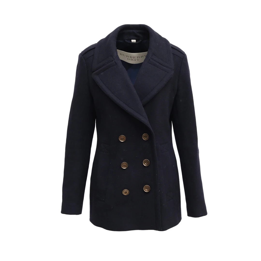 99新 BURBERRY/博柏利 Burberry羊毛大衣 藏青 uk8 P234655818