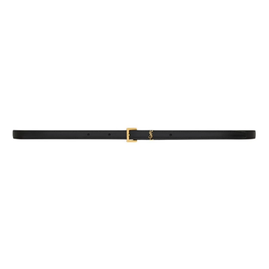 全新未使用 YSL/圣罗兰 光面皮腰带 1cm黑色 TP028918