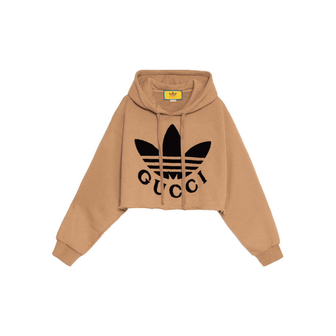 全新未使用 GUCCI/古驰 阿迪联名 卡其色 连帽卫衣  P234038065