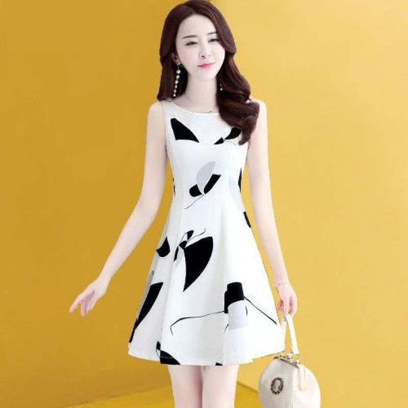 小个子连衣裙2025新款裙子时尚遮肚显瘦气质夏季无袖A字裙女装
