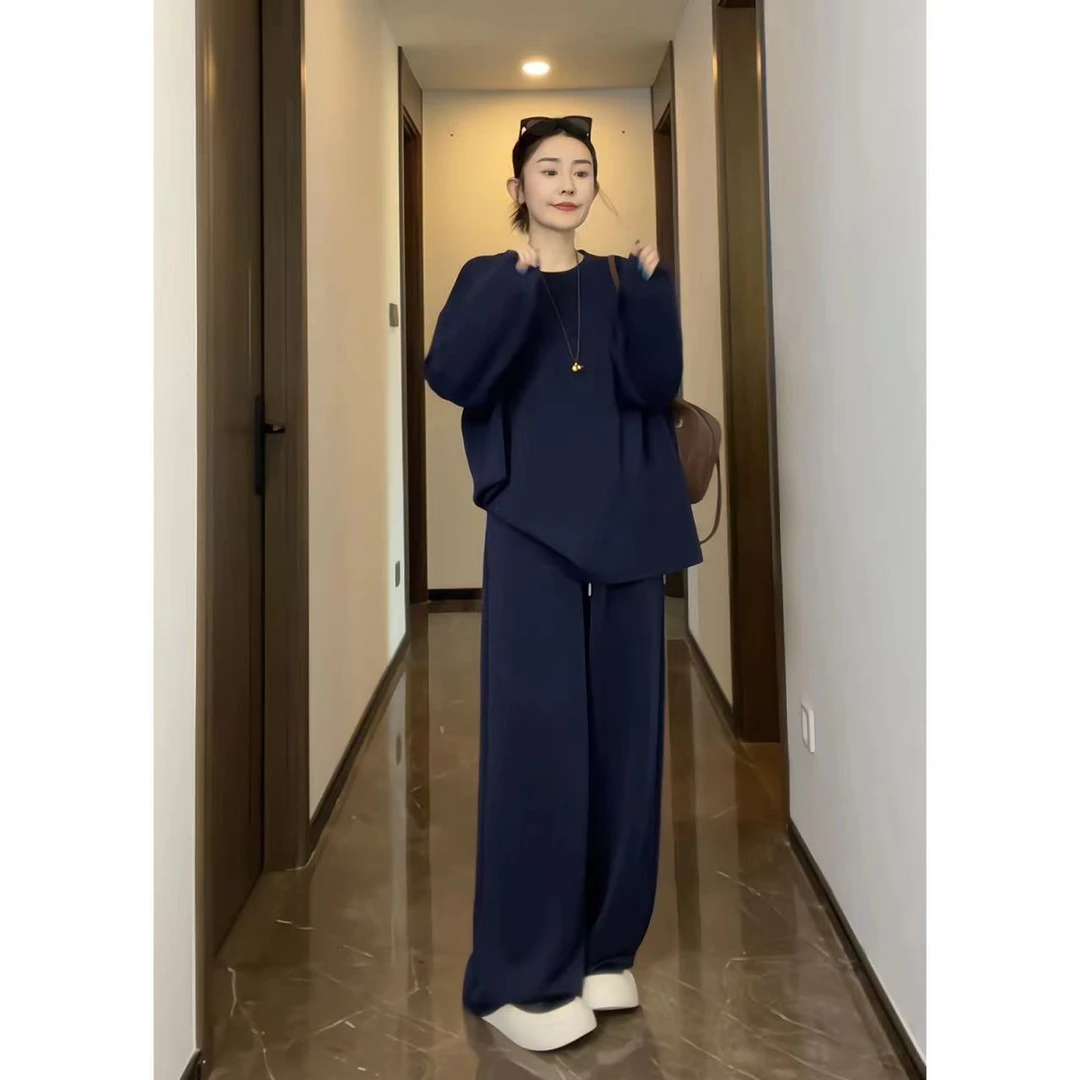 JOJO/玖了个玖 2024早秋 薄款绒面宽松休闲套装 2409B3824