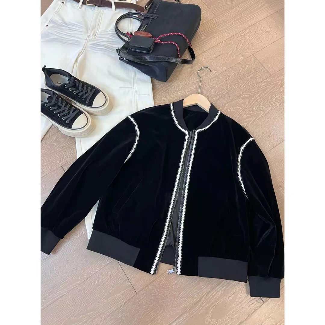 2024秋冬 立体线条拼接飞行夹克外套 2409B4198