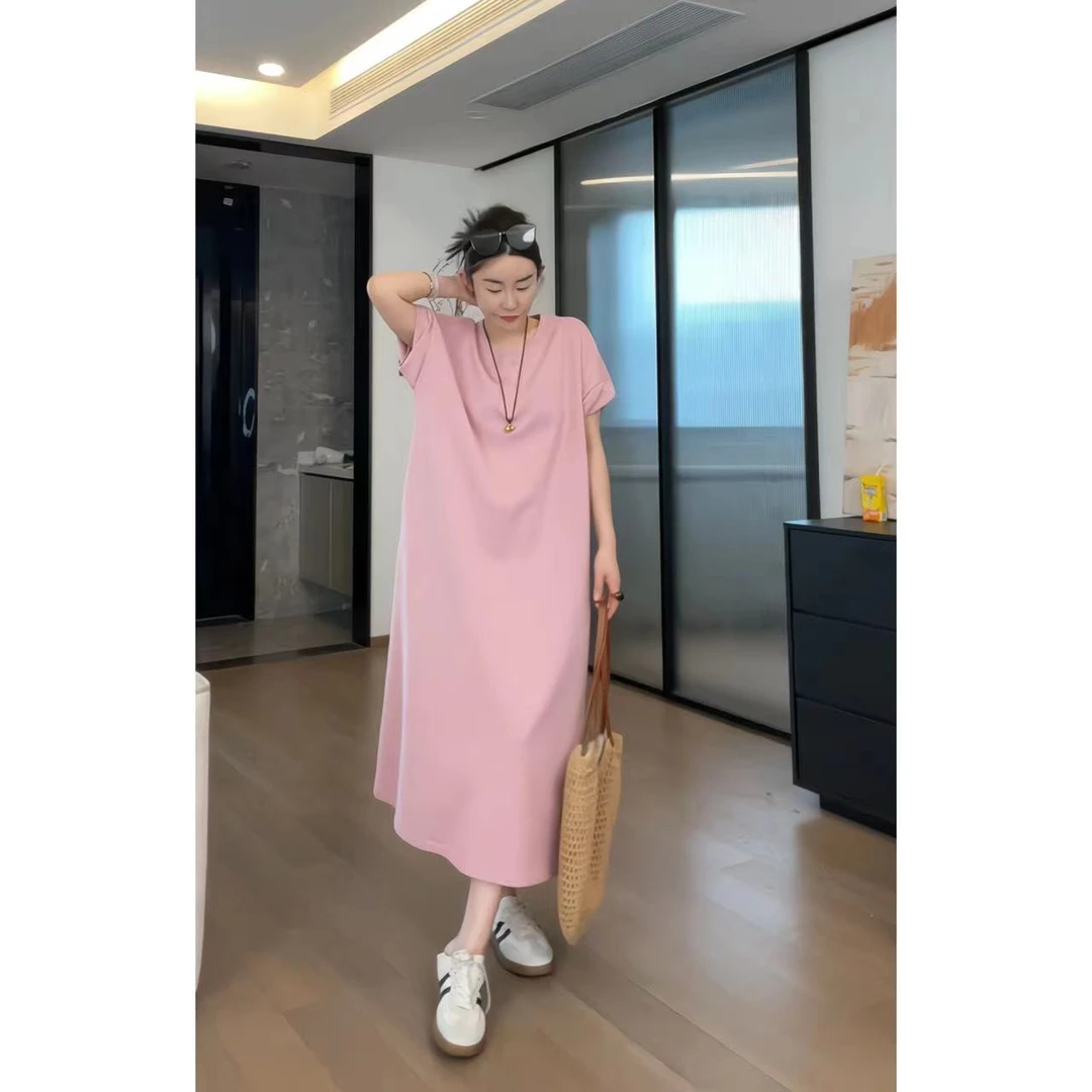 2024夏款小众极简风藏肉舒适纯色连衣裙 2407B2948