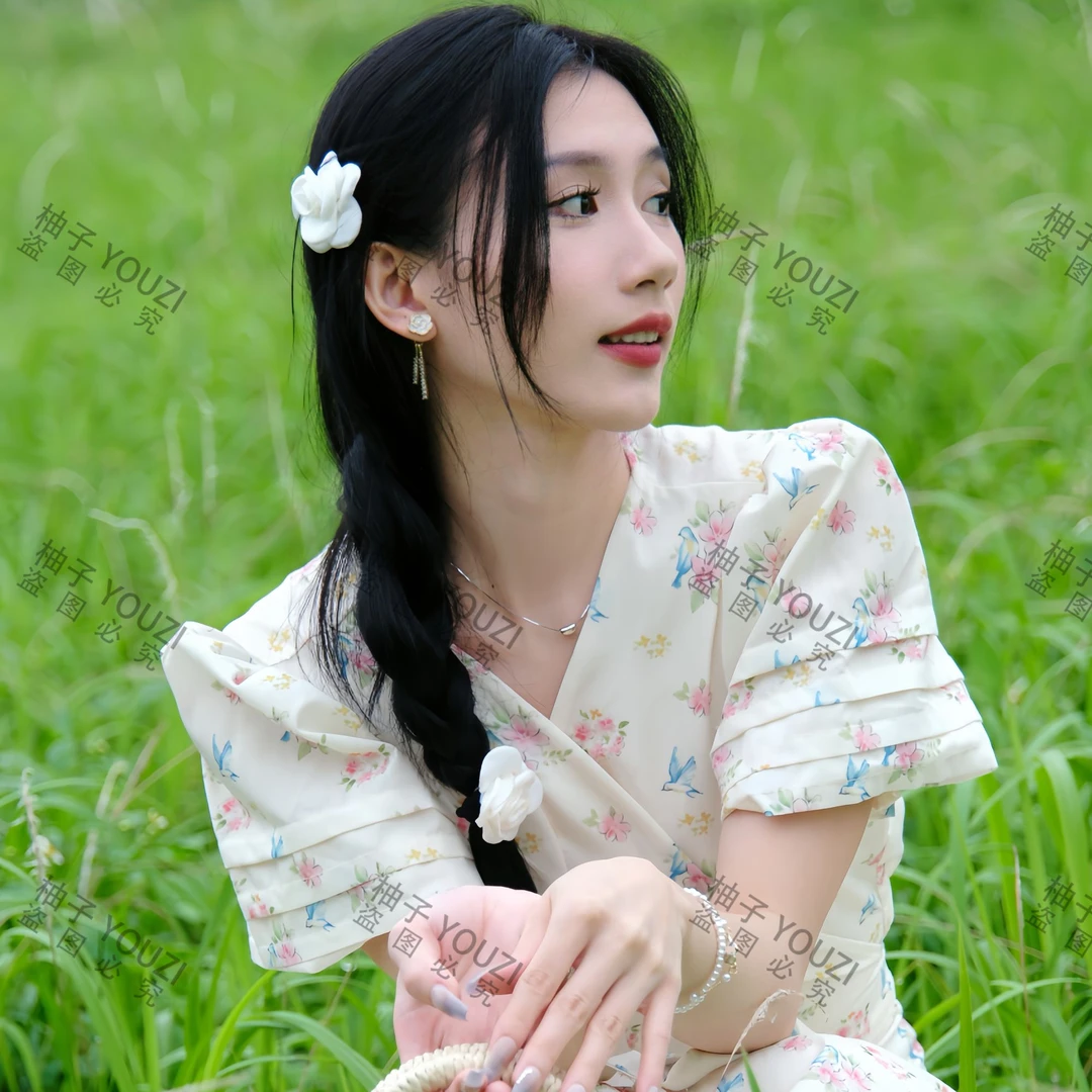 【钟闪闪推荐】法式气质茶系碎花裙短款夏季复古甜美海边度假连衣裙